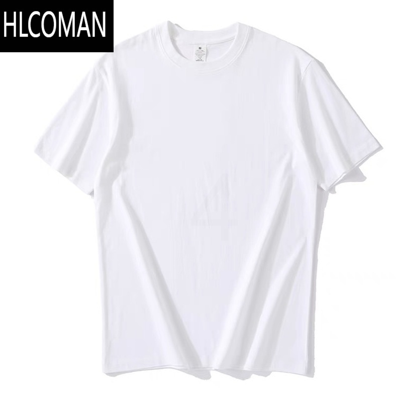 HLCOMAN夏装男士修身白色短袖T恤韩国潮流圆领休闲半袖t恤韩版打底衫