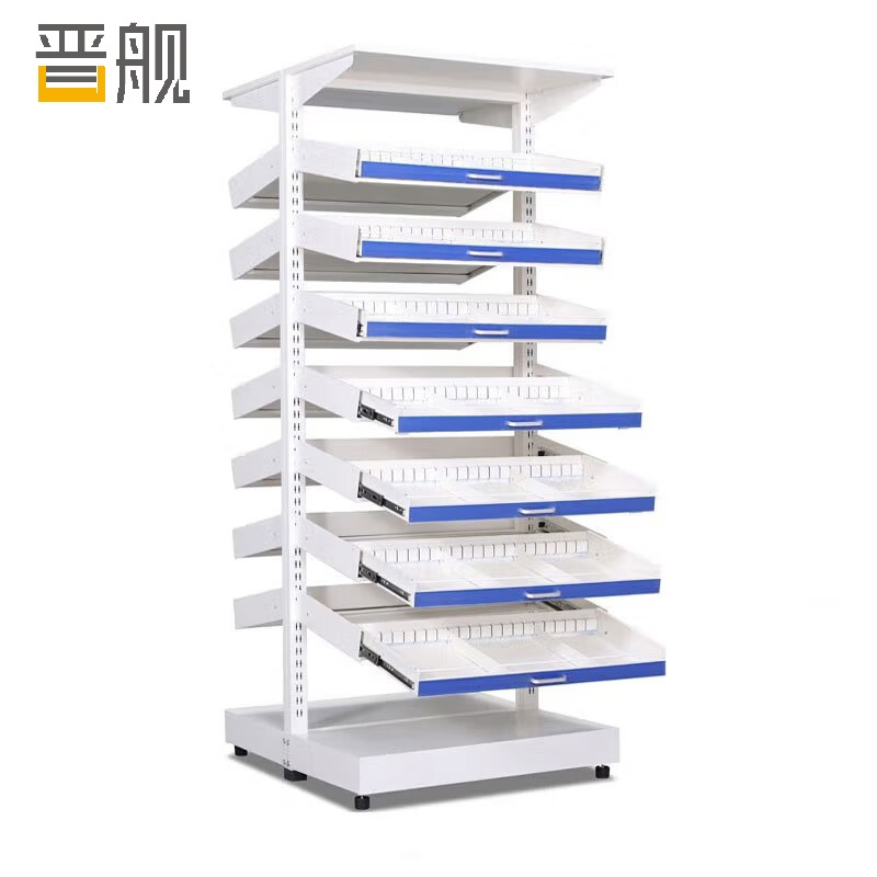 晋舰药架医院开放式西药架加厚轨道式卫生室药品架背空款双面七层
