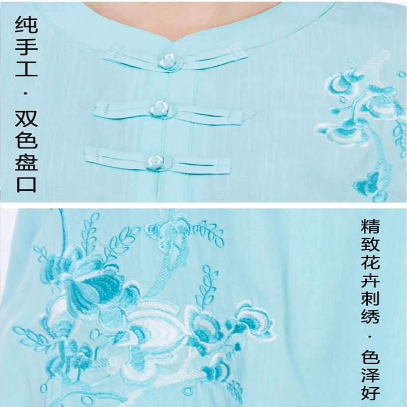 太极服女飘逸棉麻亚麻女装太极拳练功服夏季服装薄款短袖