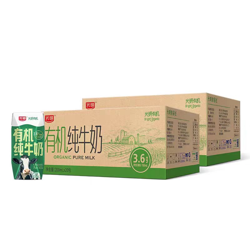 光明有机纯牛奶200ml*20盒高清大图