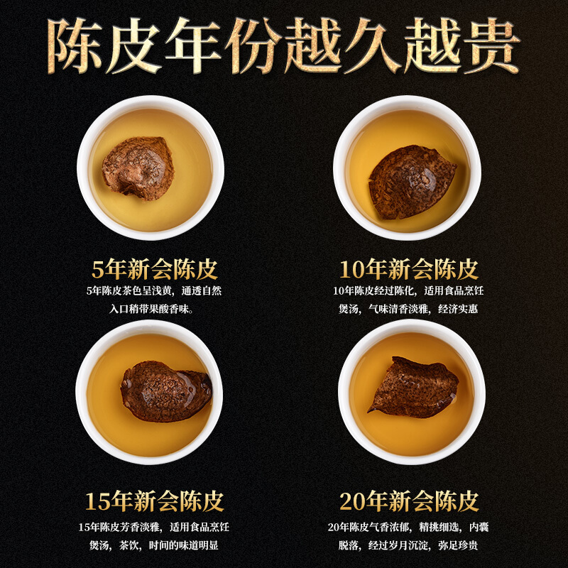 庄民五年陈皮礼盒90g/盒 陈皮 正宗五年 5年新会老陈皮干 大红皮橘皮茶叶花草茶泡水 精选好货礼盒装高清大图