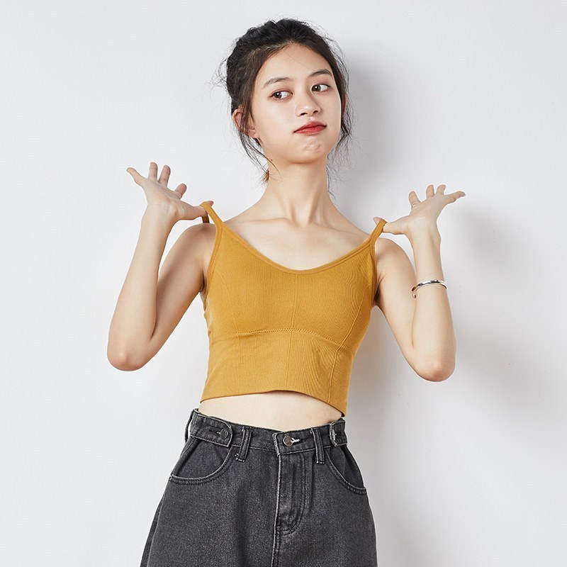 5折价399元唐狮u型美背内衣女夏吊带背心式打底带胸垫抹胸内搭网红