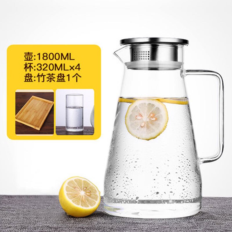 家用冷水壶玻璃泡茶壶凉白开水杯扎壶大容量水瓶套装家居日用水具酒具玻璃杯凉水壶
