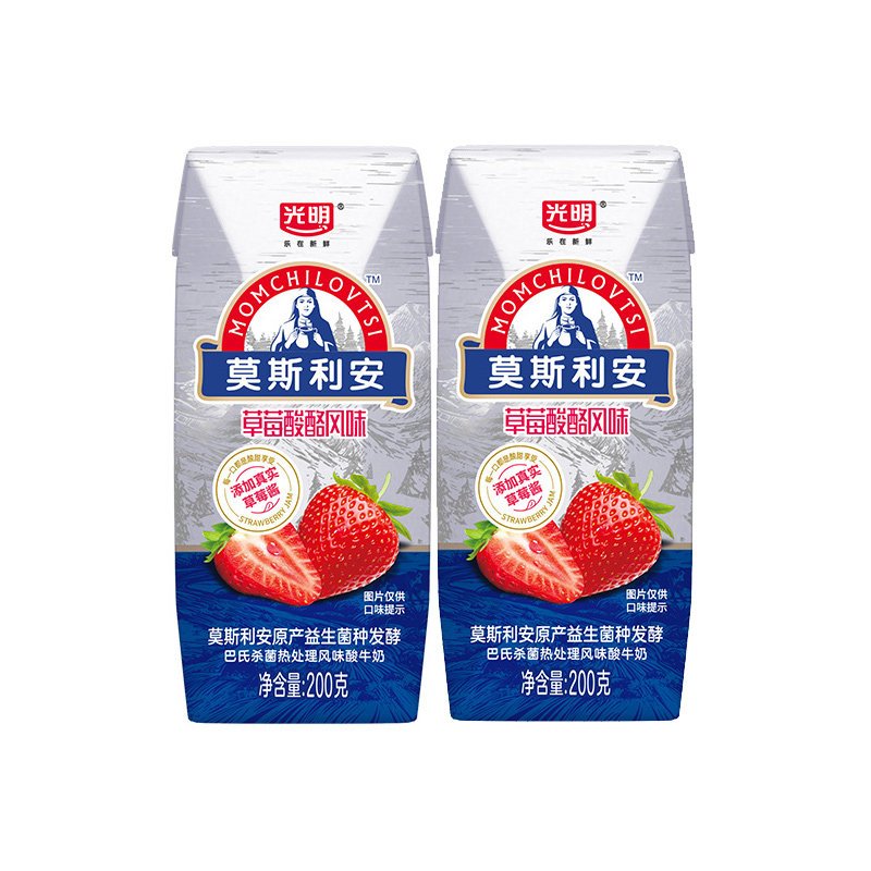 光明莫斯利安草莓味酸奶200g*12包家庭装酸奶新老包装随机发货