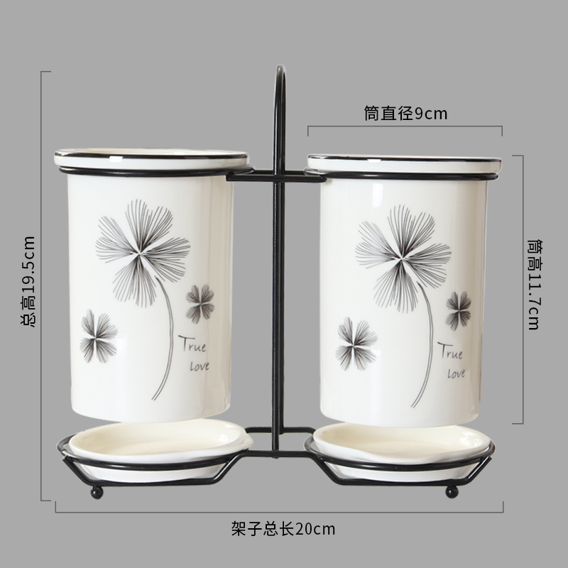 宏藝之星厨房小工具幸运草冠宇陶瓷筷子筒套装家用沥水双筒筷子筒筷子盒收纳置物架筷笼筷筒筷子笼 幸运草 价格图片品牌报价 苏宁易购广志专营店