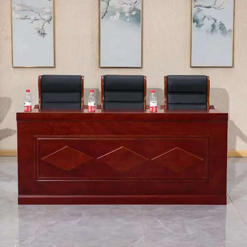 梯员外实木会议桌椅主席台油漆贴木皮中式大型会议室长桌高清大图