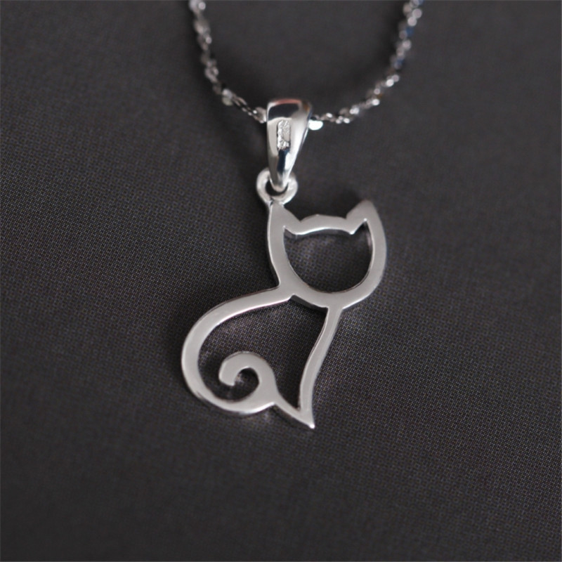 925项链小猫咪造型坠时尚女款锁骨链首饰品送女朋友七夕情人节礼物