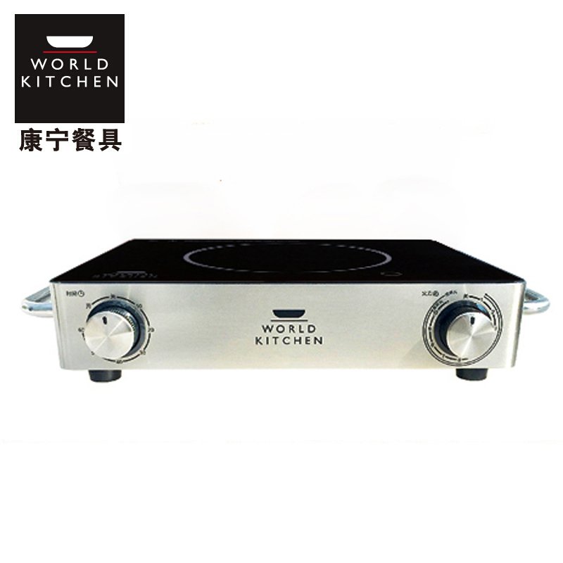 康宁(VISONS)电陶炉WKHS-2KB-RD双圈双旋钮辐热炉 微晶面板不挑锅 10档以上火力可选 家用电陶炉不锈钢色
