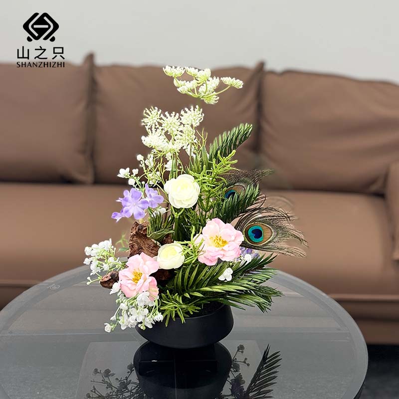 山之只 创意花艺孔雀造型 MZ0133 个高清大图