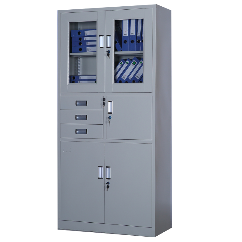 东业家具 钢制柜文件柜铁皮文件柜HG02G偏三斗内保柜850*390*1850高清大图