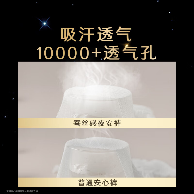 高洁丝(Kotex)奢柔蚕丝感安睡裤安心裤L号2条适合臀围85-105cm夜安裤裤型卫生巾高清大图