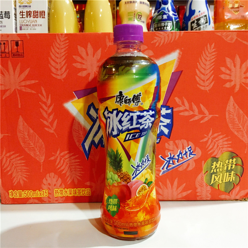 康师傅饮料新品热带风味冰红茶浓缩果汁饮料500ml15瓶