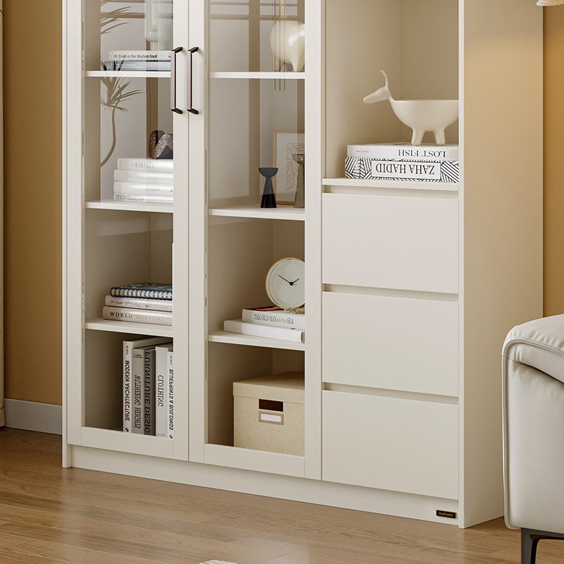 全友家居简约原木风书房家具大容量分区书柜储物柜126393