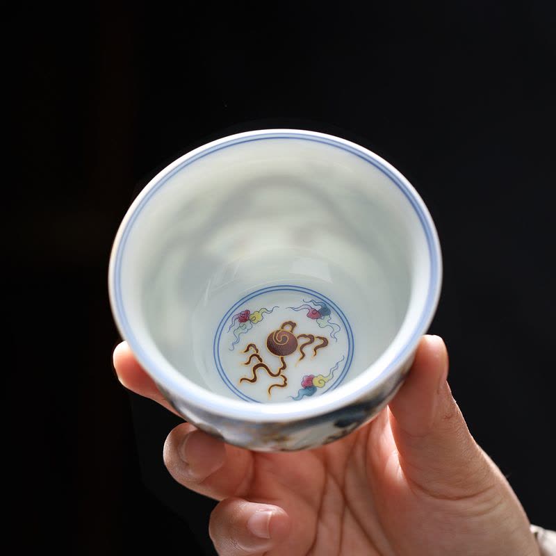 MULTIPOTENT主人杯功夫茶杯陶瓷龙年如是杯薄胎瓷品茗杯伴手礼盒图片