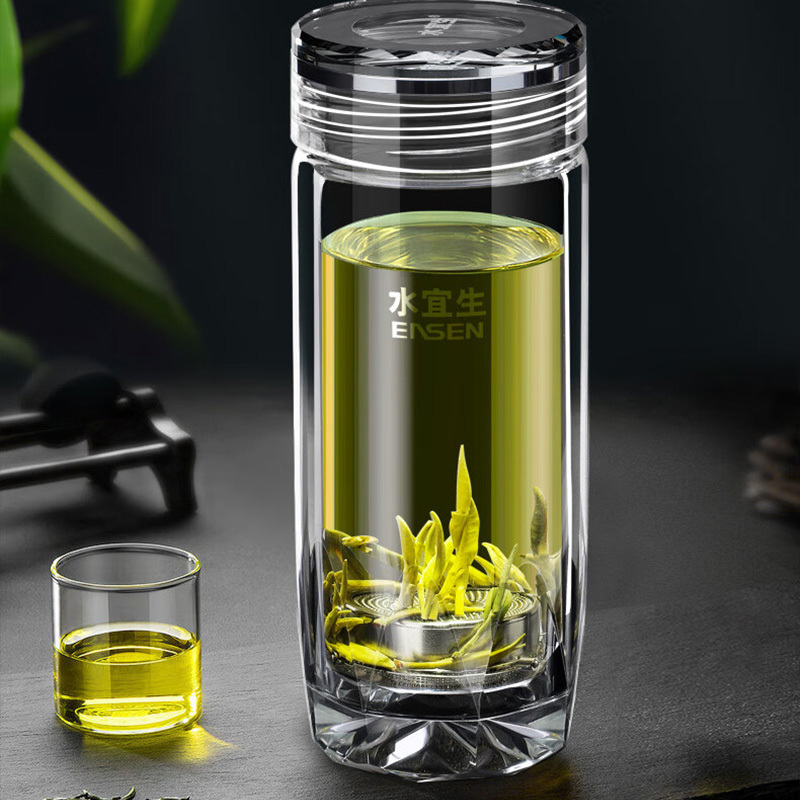 水宜生玻璃杯330ml钻石切面手工烧制弱碱G610高清大图