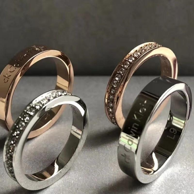 小ck情侣戒指一对韩版素圈男女对戒ins潮满天星指环学生闺蜜礼物普通