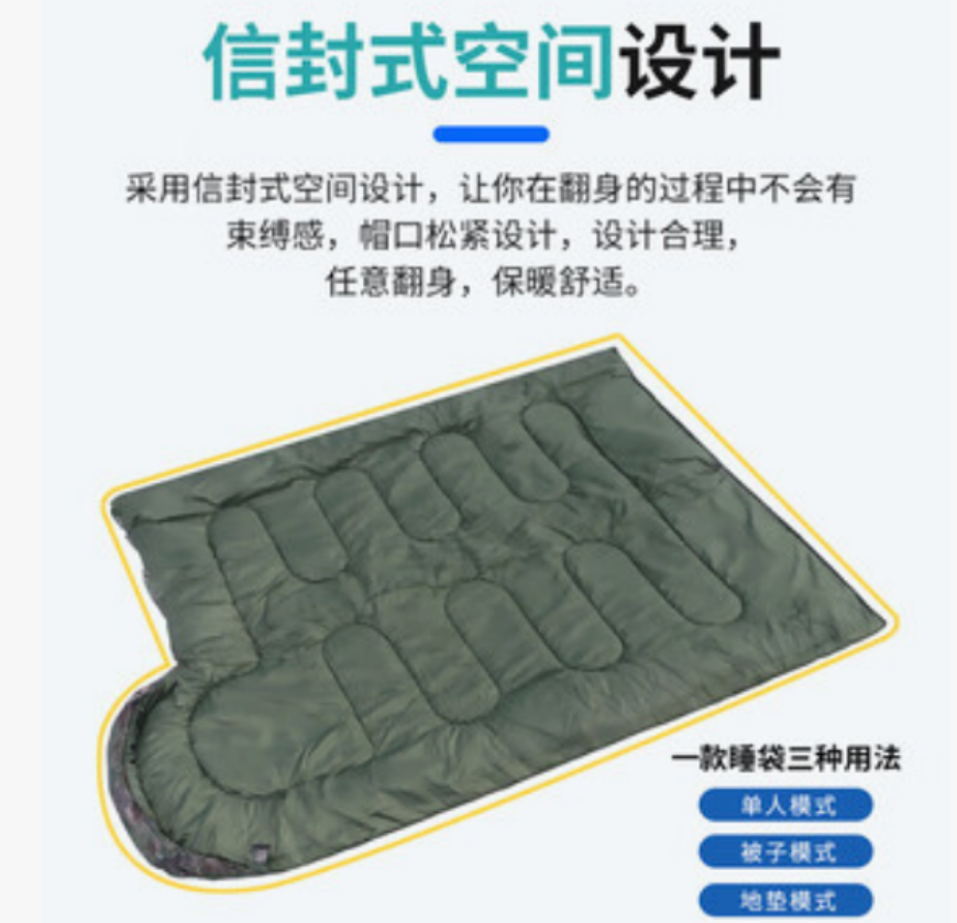 磐岳 予飞鹤 PANGUARD信封式室内保暖棉睡袋单人睡袋户外露营睡袋迷彩 丛林2KG高清大图