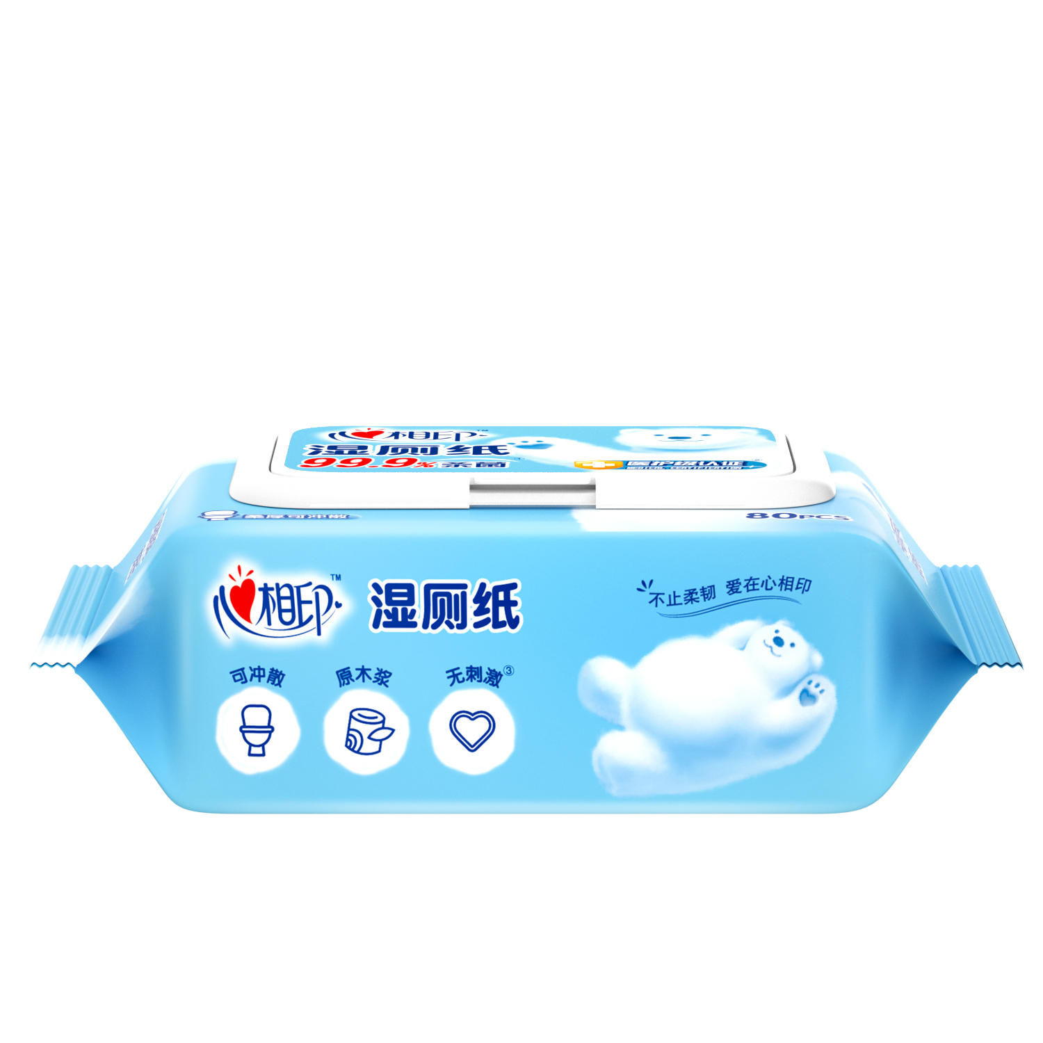 心相印(Mind Act Upon Mind)湿厕纸系列80片装湿巾5包组合装XCY080*2份高清大图