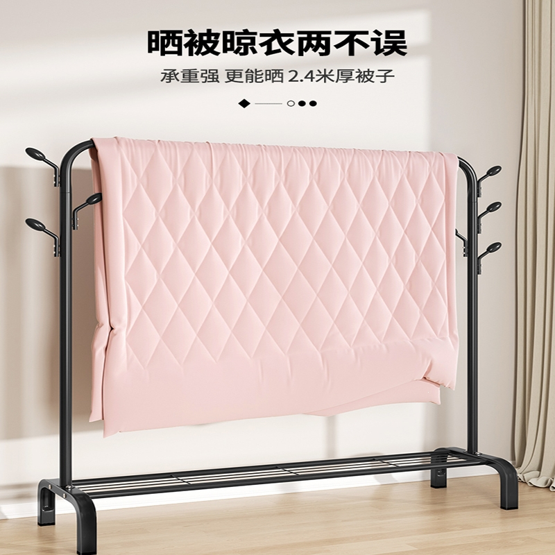 古达简易晾衣架落地折叠阳台晒衣服架子家用卧室家用晾衣杆折叠挂衣架