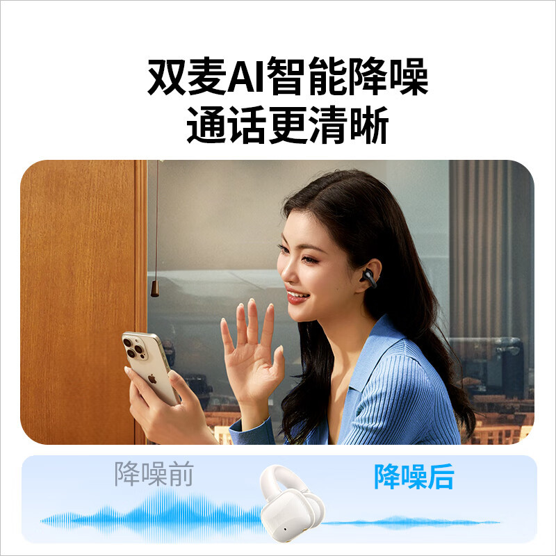 绿联蓝牙5.4 HiTune S3 开放式真无线蓝牙耳机 白色 WS209/45786 (货期3-6天)高清大图