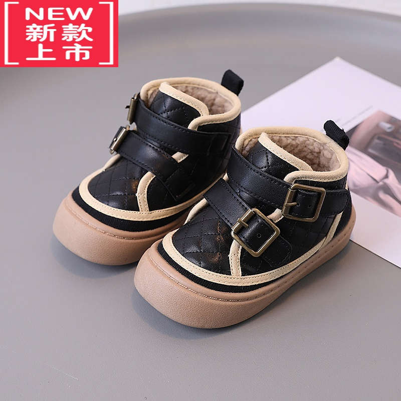 可莉允男童棉鞋加厚加绒雪地靴防滑小童靴子新款女宝宝短靴保暖儿童棉靴