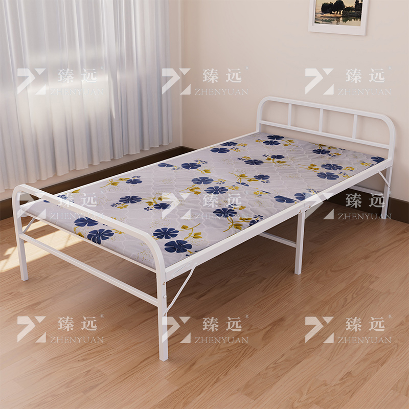 臻远 ZY4052503 钢木床简易折叠床单人床两折 1米白色
