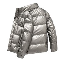 简号潮牌加厚羽绒服男秋冬新款潮流帅气亮面冬季白鸭绒保暖立领男士羽绒服外套 青CCYR2163