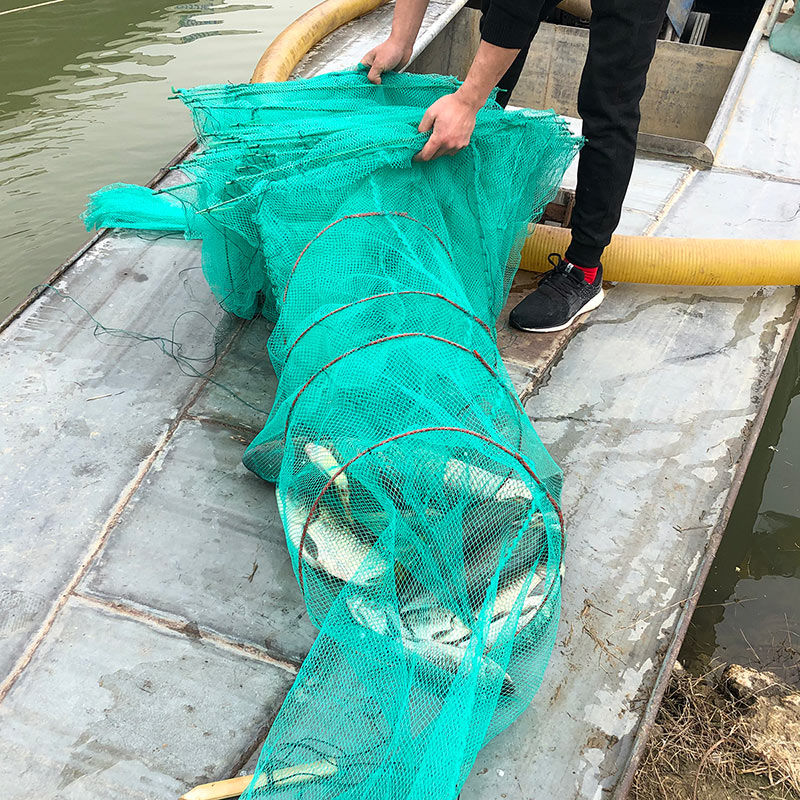 神斧鱼网6-20米长大型渔网虾笼折叠捕鱼工具带翅鱼网捕鱼笼捕虾地笼