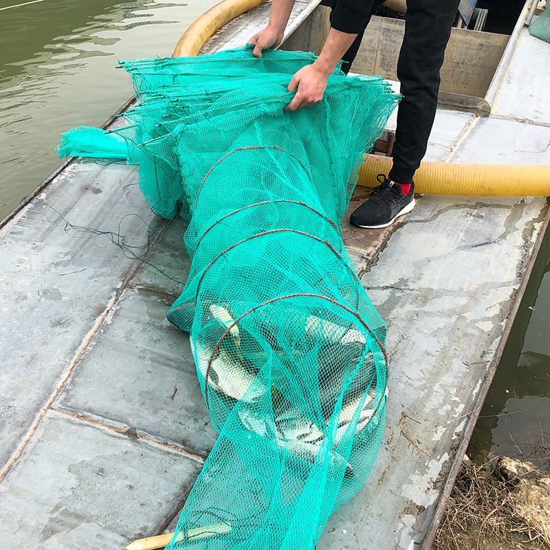 神斧鱼网620米长大型渔网虾笼折叠捕鱼工具带翅鱼网捕鱼笼捕虾地笼
