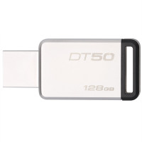 金士顿(Kingston)DT50 128GB USB3.1 金属U盘高速车载可定制优盘大容量128g闪存盘 黑色
