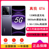 realme真我GT6 风暴紫 16GB+512GB 第三代骁龙8芯 1.5K 120Hz直屏 120W快充 5800mAh聚能电池 AI智能手机