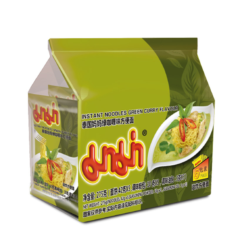 泰国妈妈(MAMA)绿咖喱味方便面(五连包)275g 泰国进口方便面