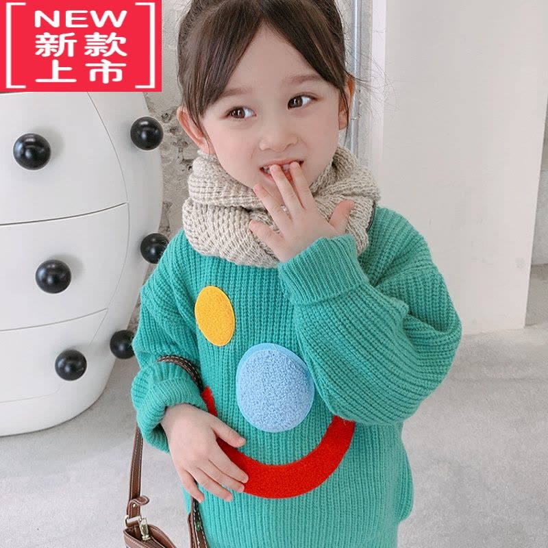 可莉允女童2022年春秋新款韩版时尚笑脸加厚毛衣女宝宝洋气百搭保暖上衣图片