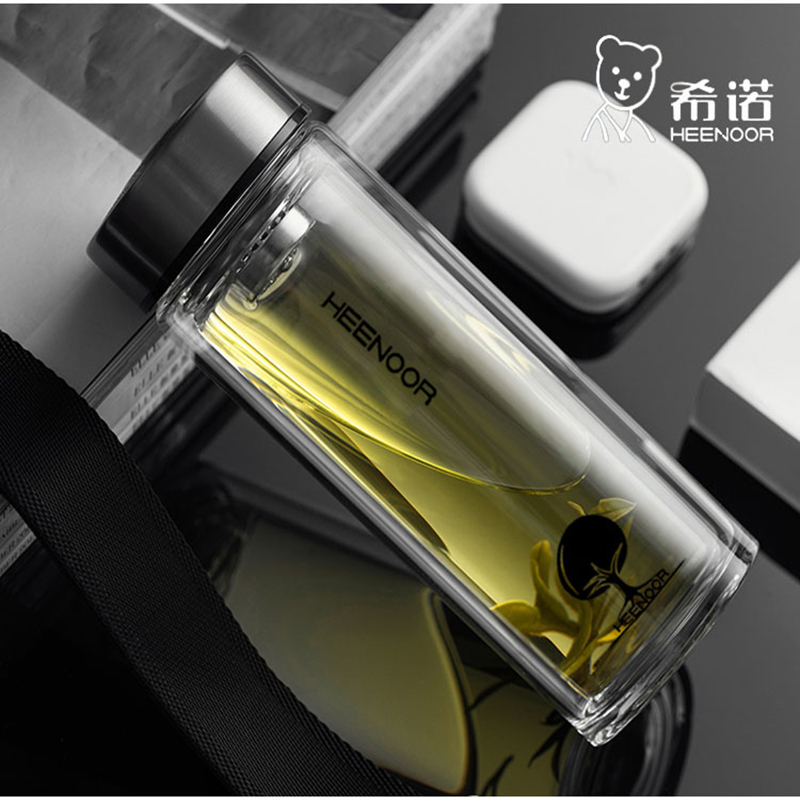 希诺XN-6700: 180ml玻璃杯 双层隔热带盖茶隔经典便携款(QH)