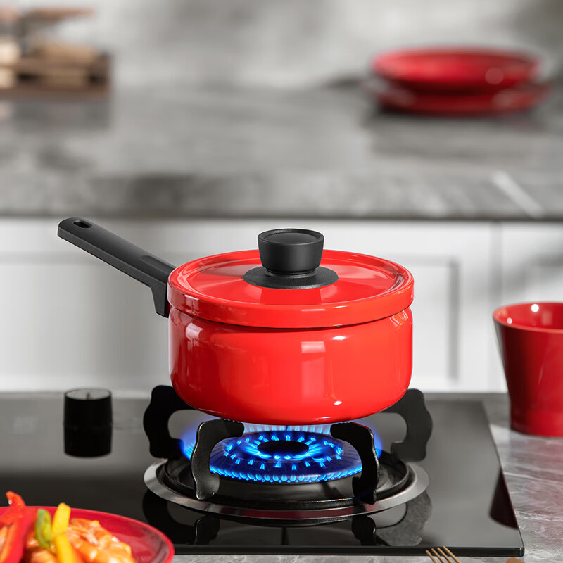 德世朗(DESLON) 厨房家用珐琅无涂层多用奶锅 红色 DFS-M941A-RD高清大图