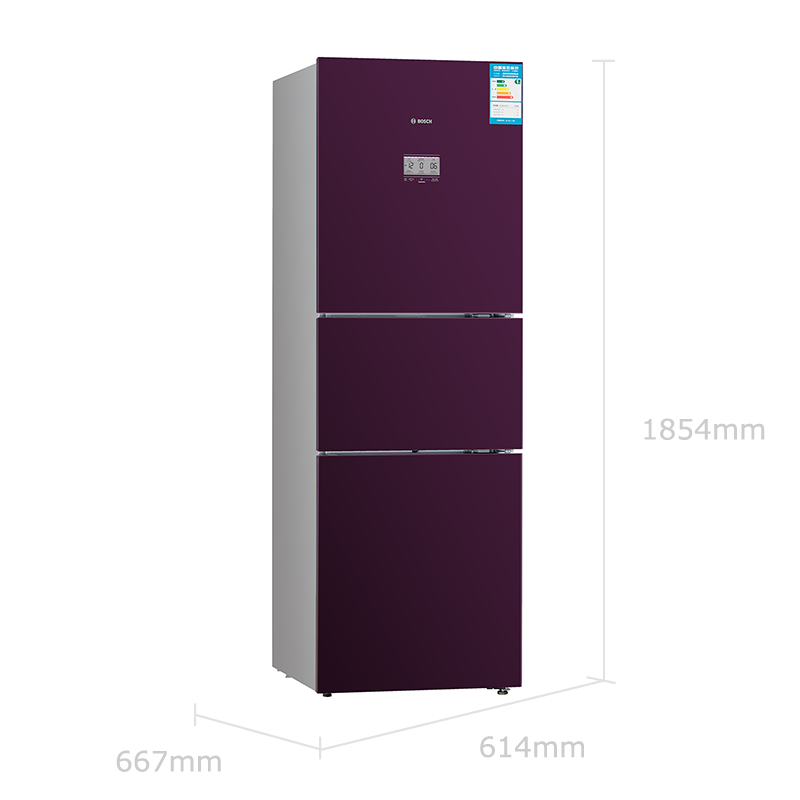 博世BCD-280W(KGU28S170C)280升变频混冷无霜三门冰箱 零度保鲜 LCD液晶显示(黑加仑紫)高清大图