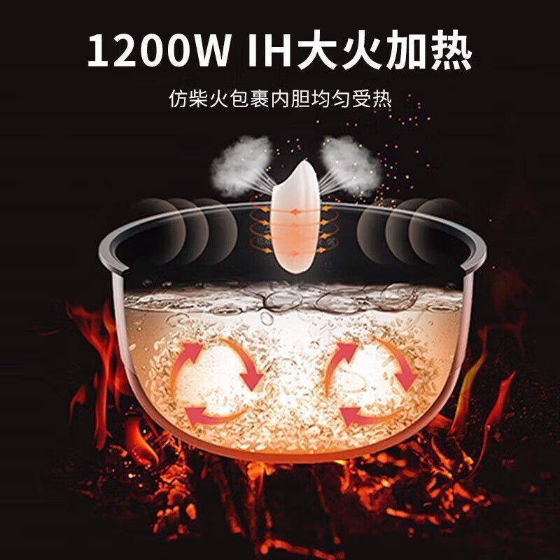 九阳(Joyoung)F-40FC01电饭煲 1200W大火力低IH电磁加热糖饭煲 304不锈钢蒸笼 24小时预约电饭锅高清大图