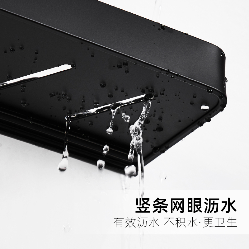卫生间置物架浴室洗衣机免打孔洗手间厕所毛巾收纳架子壁挂式墙上|双层黑60cm-带单杆