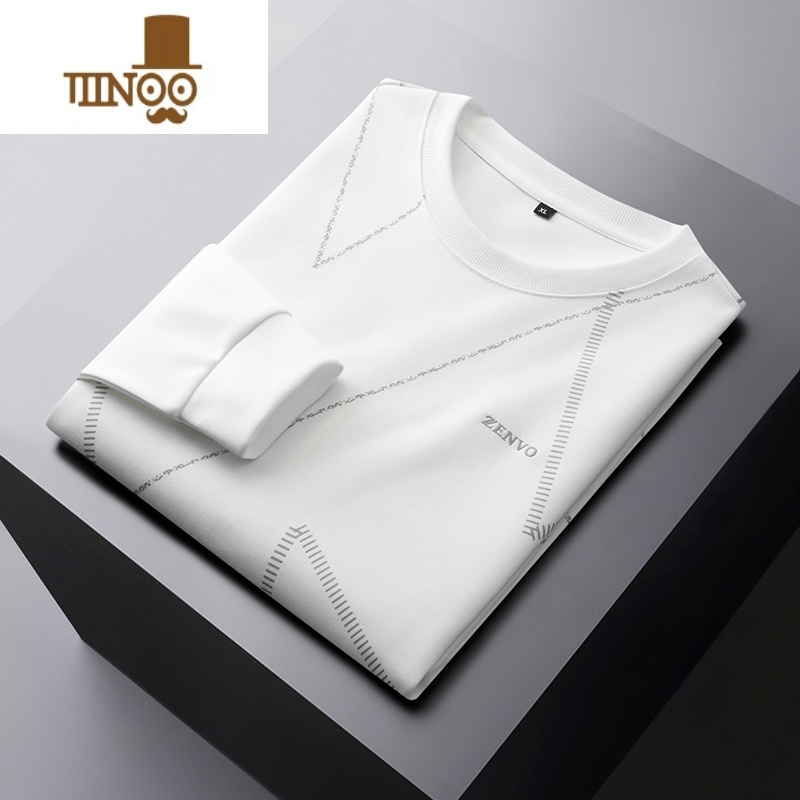 YANXU男士圆领运动卫衣加肥加大码棉质潮流秋季胖子宽松休闲长袖T恤衫高清大图