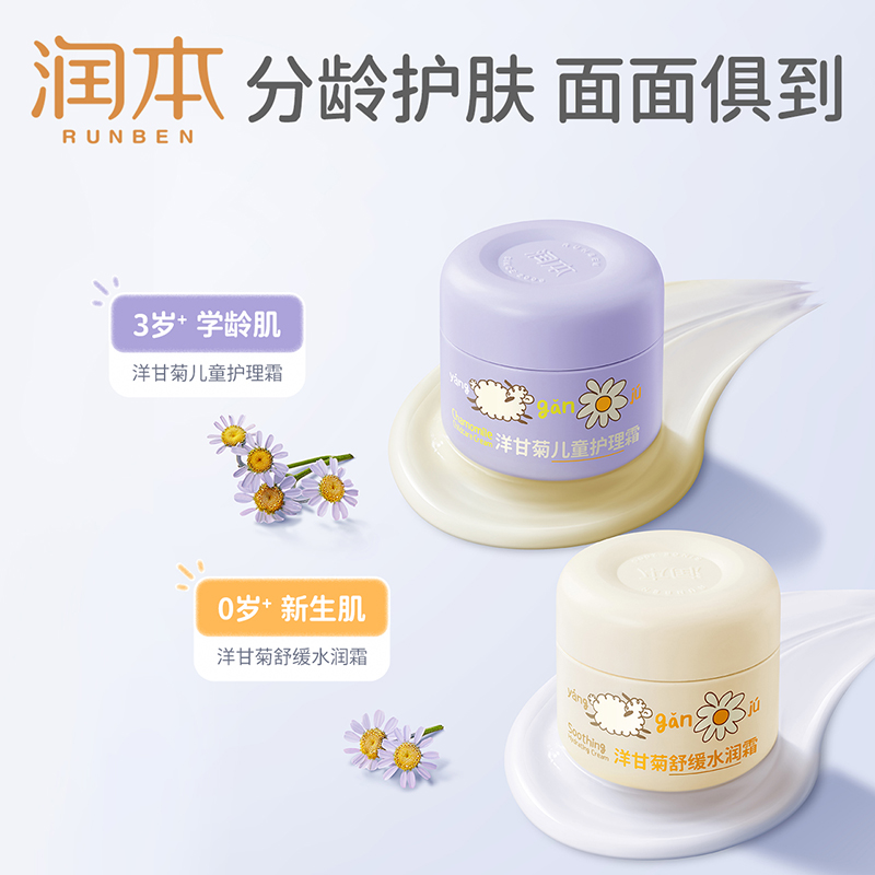 润本 洋甘菊舒缓水润霜+洋甘菊儿童护理霜(水润霜50g+护理霜50g)高清大图