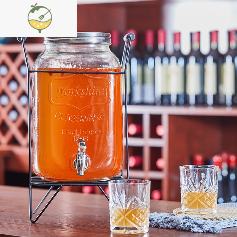 yicheng威士忌可乐桶玻璃果汁罐饮料桶商用大容量家用泡酒玻璃瓶鲜酿