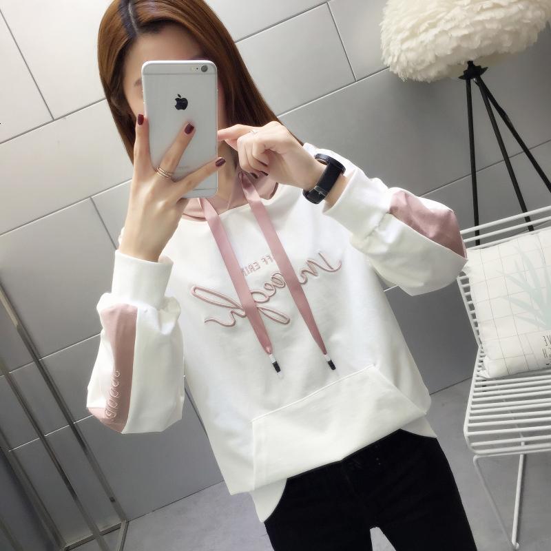 卫衣少女装2019春装新款甜美长袖上衣服宽松初中高中学生连帽外套