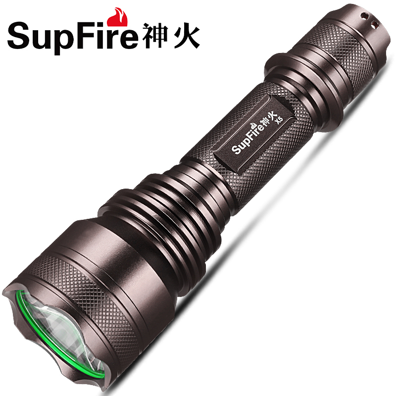 SupFire神火X5强光手电筒可充电式 防身战术防水防摔LED灯T6骑行中型手电筒