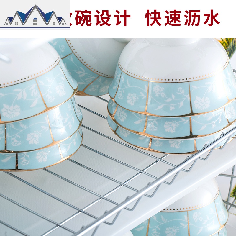 厨房置物架三层碗架晾放碗碟架装碗筷沥水架刀架用品储物收纳架子 三维工匠高清大图