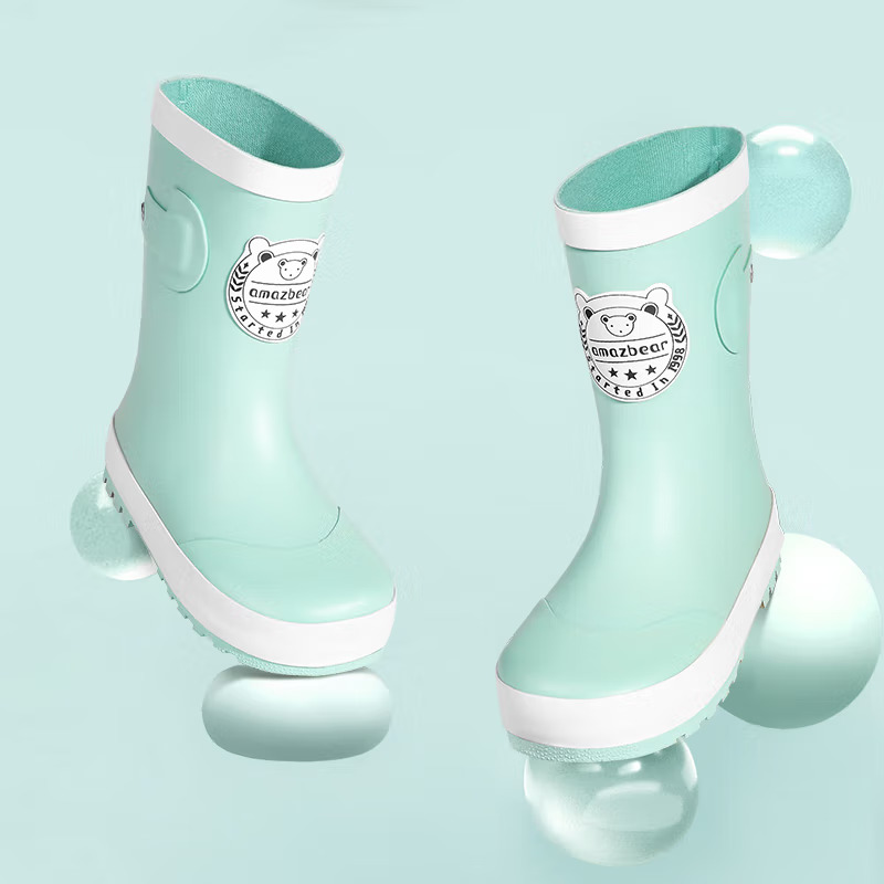 甜甜仔学院风橡胶雨鞋儿童雨鞋男童女童防滑水鞋宝宝雨靴女款学生雨靴男孩胶鞋 浅嗬绿 24码/内长16cm