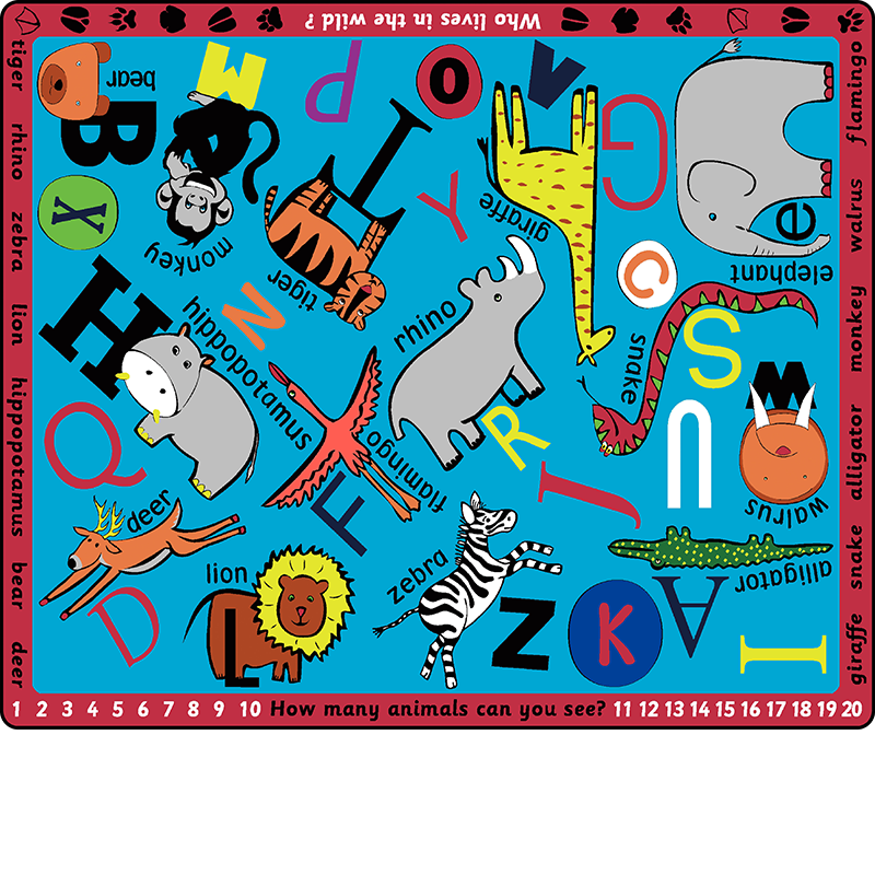 华森葳儿童用品 动物小组教学毯 多彩的野生动物教学毯 感官液体地垫高清大图