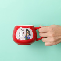 贝瑟斯 古典美和风美人创意陶瓷带盖勺马克杯杯子咖啡杯水杯