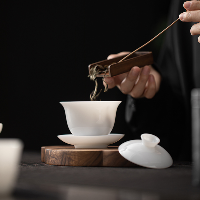 苏氏陶瓷(SUSHI CERAMICS)功夫茶具冰种玉白瓷薄胎羊脂玉厚润如玉高冰款套组