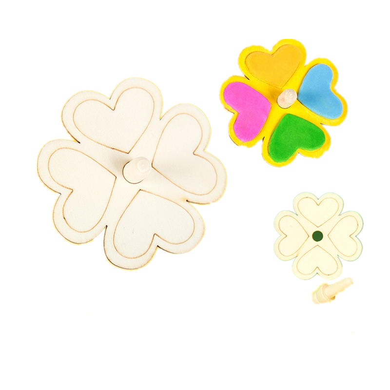 木质白模填色彩绘玩具小朋友手工制作材料包儿童创意diy素材四叶草10