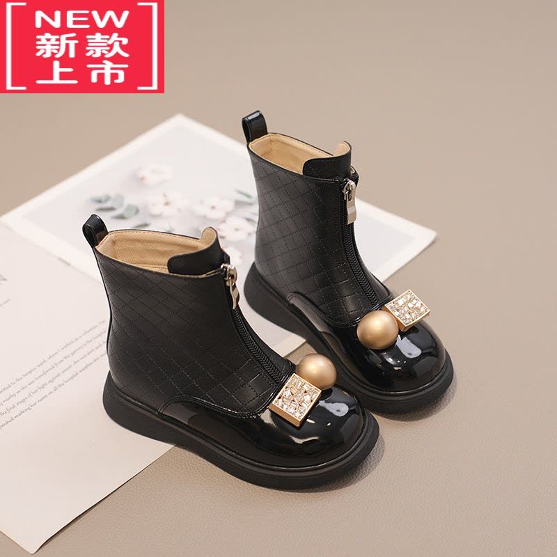 可莉允女童靴子洋气儿童马丁靴软底公主皮靴2022秋冬新款小香风宝宝短靴图片